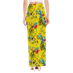 Parrot Tropical Pattern Print High Slit Maxi Skirt