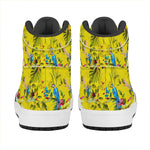 Parrot Tropical Pattern Print High Top Leather Sneakers