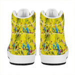 Parrot Tropical Pattern Print High Top Leather Sneakers