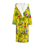 Parrot Tropical Pattern Print Hooded Bathrobe