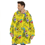 Parrot Tropical Pattern Print Hoodie Blanket
