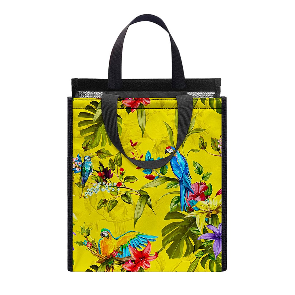 Parrot Tropical Pattern Print Insulated Lunch Tote