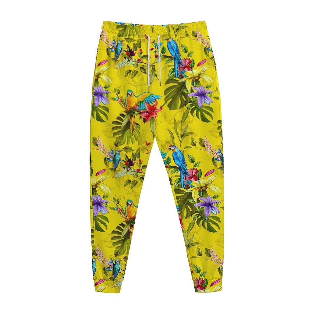 Parrot Tropical Pattern Print Jogger Pants