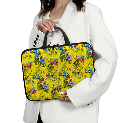 Parrot Tropical Pattern Print Laptop Sleeve With Handle