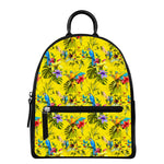 Parrot Tropical Pattern Print Leather Backpack