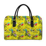 Parrot Tropical Pattern Print Leather Duffle Bag