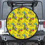 Parrot Tropical Pattern Print Leather Spare Tire Cover