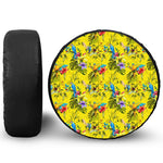 Parrot Tropical Pattern Print Leather Spare Tire Cover