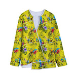 Parrot Tropical Pattern Print Long Sleeve Short Coat