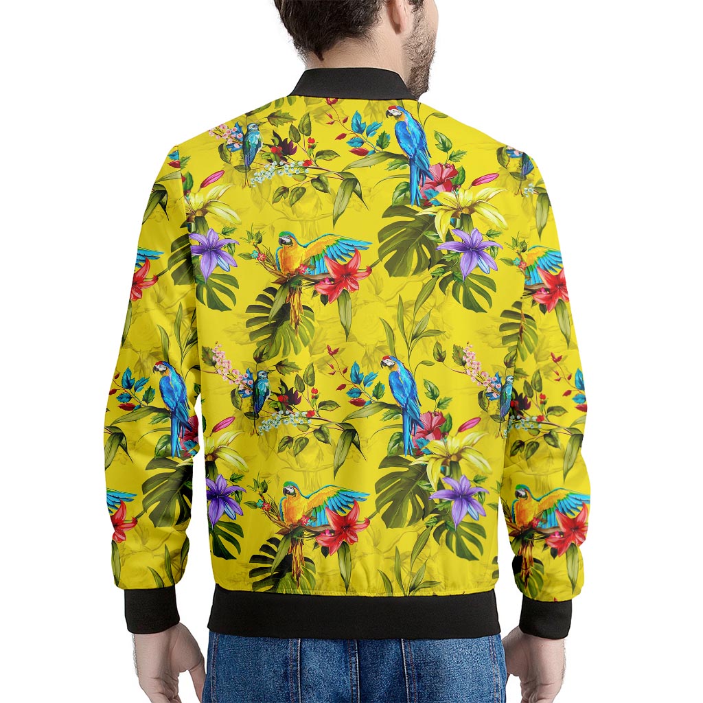Parrot Tropical Pattern Print Men's Bomber Jacket