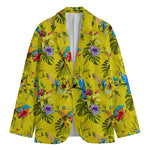 Parrot Tropical Pattern Print Men's Cotton Blazer