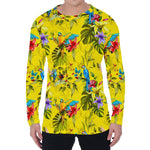 Parrot Tropical Pattern Print Men's Long Sleeve T-Shirt
