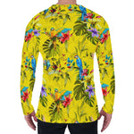 Parrot Tropical Pattern Print Men's Long Sleeve T-Shirt