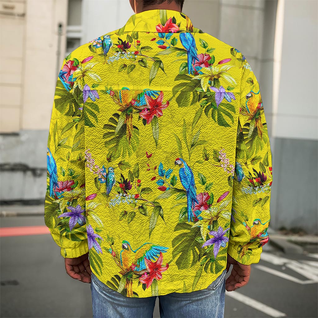 Parrot Tropical Pattern Print Men's Shirt Jacket