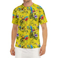Parrot Tropical Pattern Print Men's Short Sleeve Rash Guard