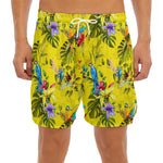 Parrot Tropical Pattern Print Men's Split Running Shorts