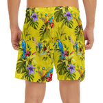 Parrot Tropical Pattern Print Men's Split Running Shorts