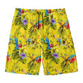 Parrot Tropical Pattern Print Men's Swim Trunks