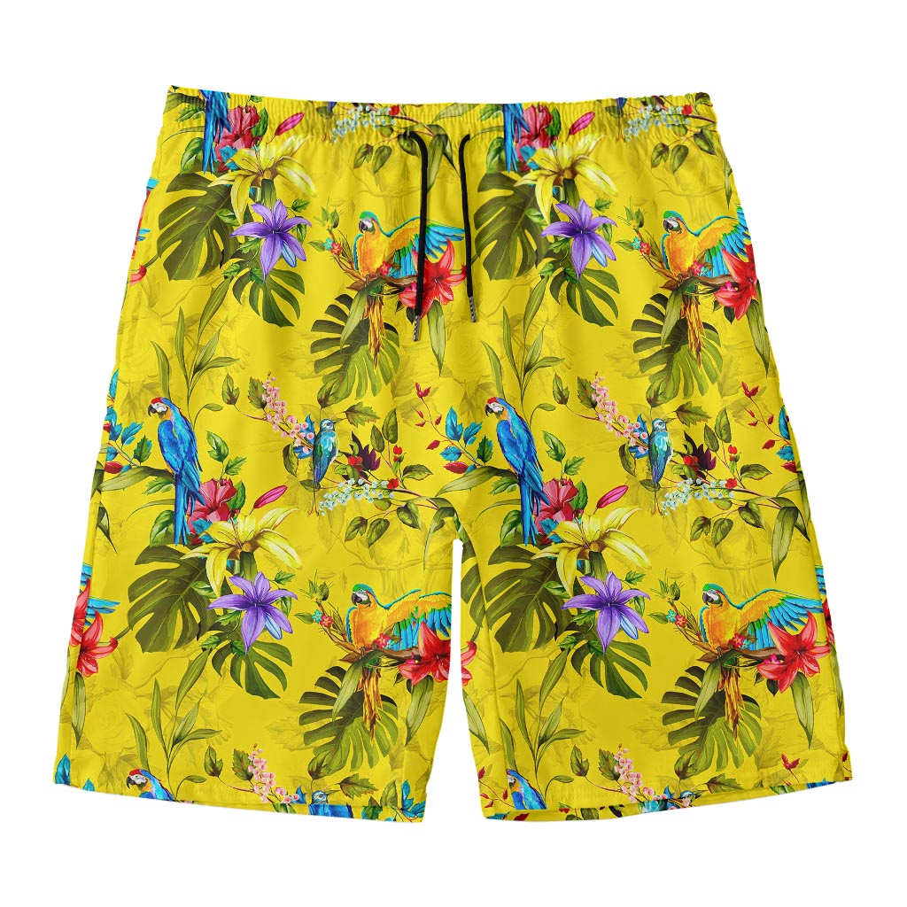 Parrot Tropical Pattern Print Men's Swim Trunks