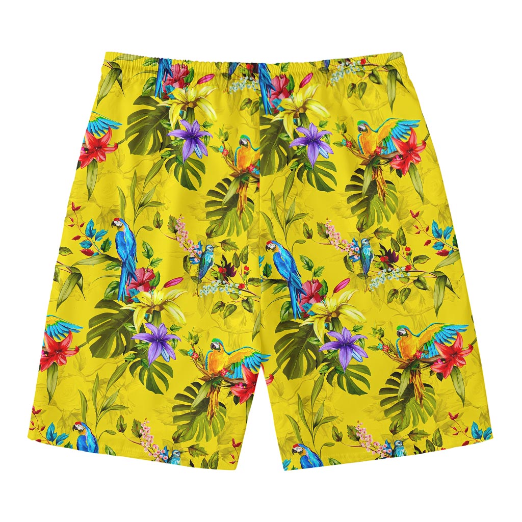 Parrot Tropical Pattern Print Men's Swim Trunks