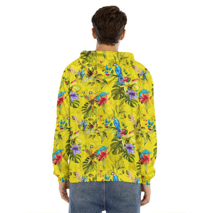Parrot Tropical Pattern Print Men's Velvet Pullover Hoodie
