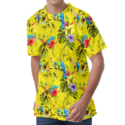 Parrot Tropical Pattern Print Men's Velvet T-Shirt