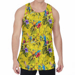 Parrot Tropical Pattern Print Men's Velvet Tank Top