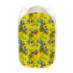 Parrot Tropical Pattern Print Mesh Laundry Hamper
