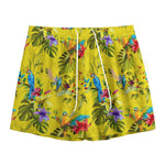 Parrot Tropical Pattern Print Mesh Shorts