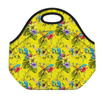 Parrot Tropical Pattern Print Neoprene Lunch Bag