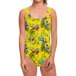 Parrot Tropical Pattern Print One Piece Swimsuit