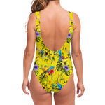 Parrot Tropical Pattern Print One Piece Swimsuit