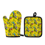 Parrot Tropical Pattern Print Oven Mitt And Pot Holder Set