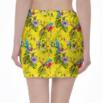 Parrot Tropical Pattern Print Pencil Mini Skirt