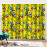 Parrot Tropical Pattern Print Pencil Pleat Curtains
