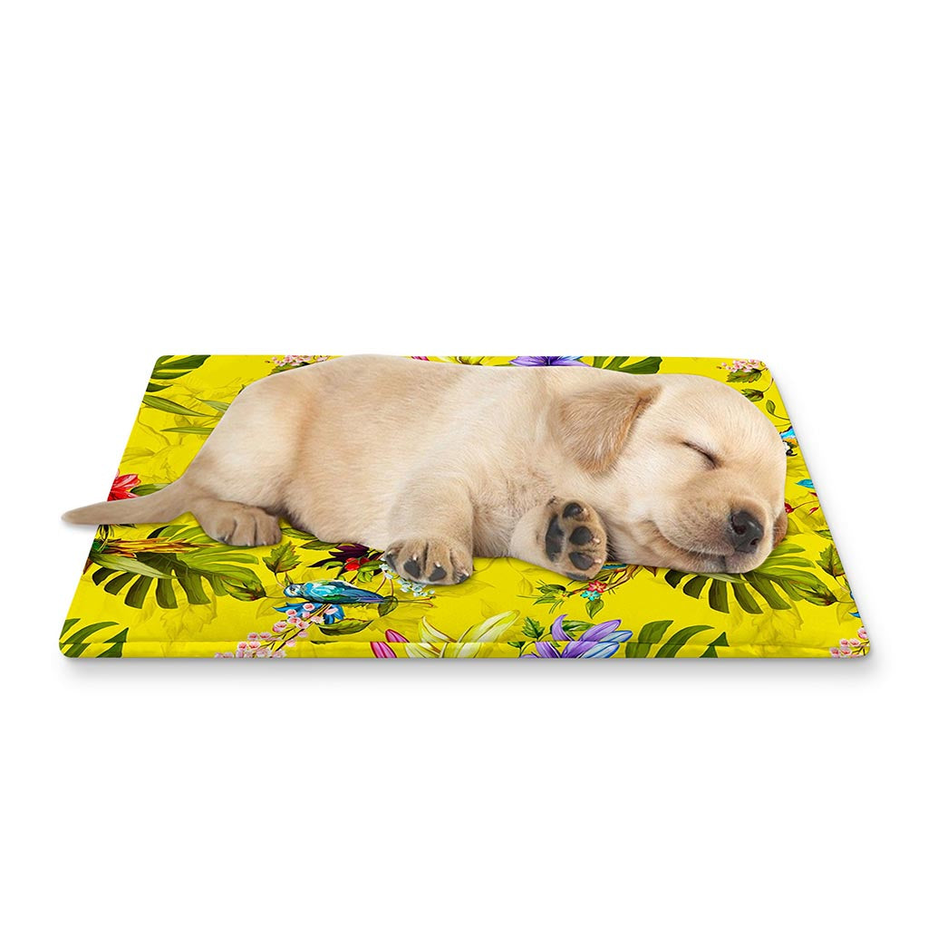 Parrot Tropical Pattern Print Pet Cooling Mat Cover