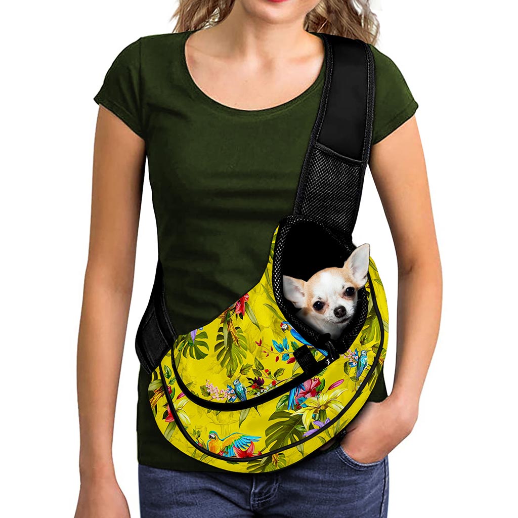 Parrot Tropical Pattern Print Pet Sling Carrier