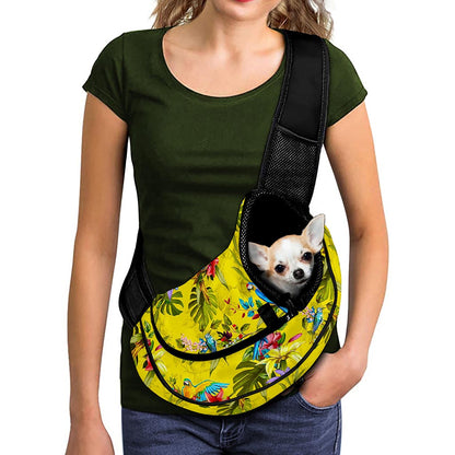 Parrot Tropical Pattern Print Pet Sling Carrier