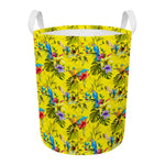 Parrot Tropical Pattern Print Round Laundry Basket