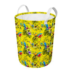 Parrot Tropical Pattern Print Round Laundry Basket