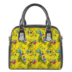 Parrot Tropical Pattern Print Shoulder Handbag