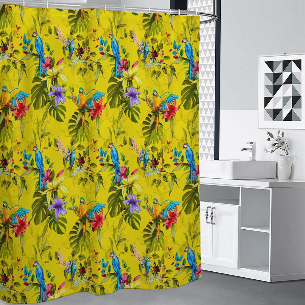 Parrot Tropical Pattern Print Shower Curtain