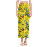 Parrot Tropical Pattern Print Side Slit Maxi Skirt