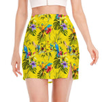 Parrot Tropical Pattern Print Side Slit Mini Skirt
