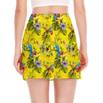 Parrot Tropical Pattern Print Side Slit Mini Skirt