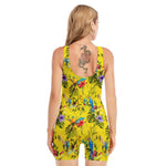 Parrot Tropical Pattern Print Sleeveless One Piece Swimsuit