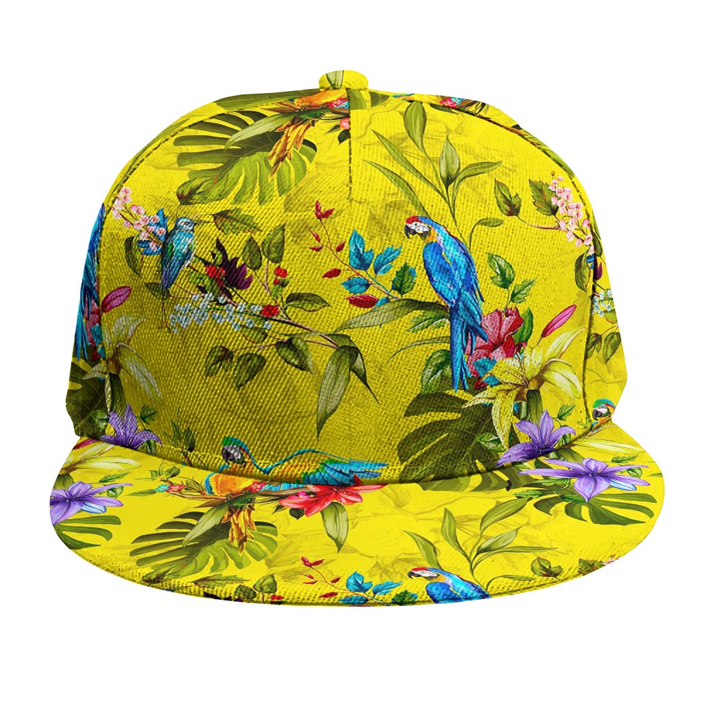 Parrot Tropical Pattern Print Snapback Cap