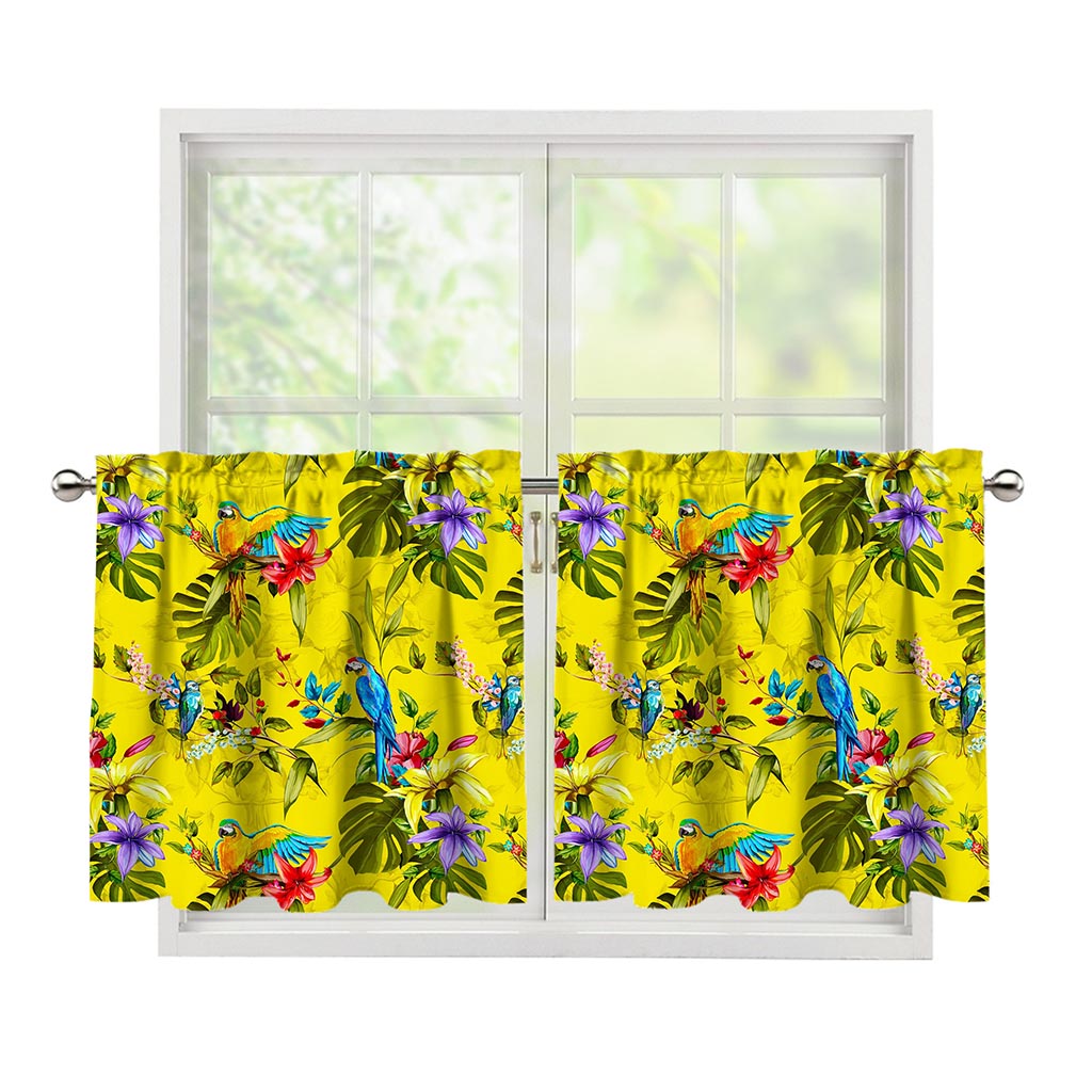 Parrot Tropical Pattern Print Tier Curtains