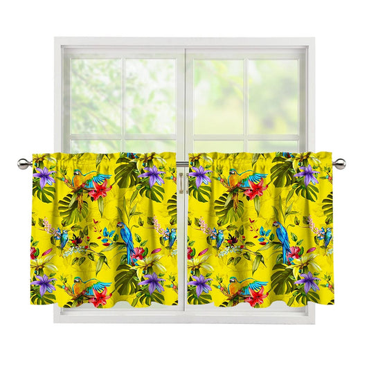Parrot Tropical Pattern Print Tier Curtains