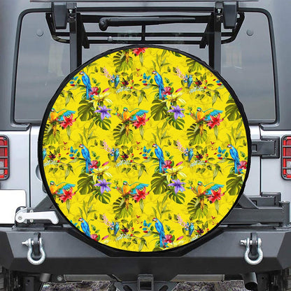 Parrot Tropical Pattern Print Tire Cover